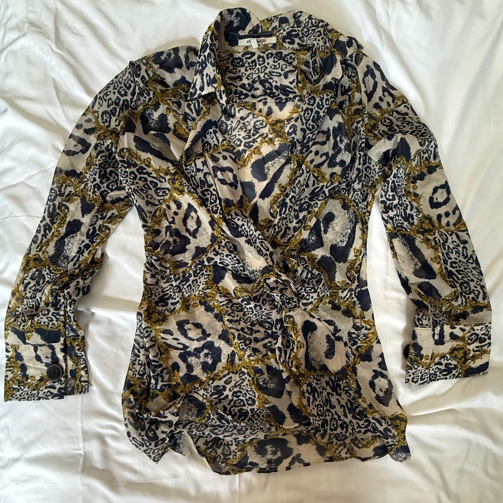 Leopard Print Button-Up Blouse